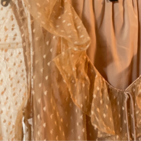 J. Crew Ruffleneck top clip dot bronzed clay nude long sleeve v-neck BD756 small - Picture 6 of 12